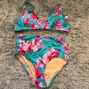 J. Crew || Tropical Bikini Set- HIGH WAISTED BOTTOMS